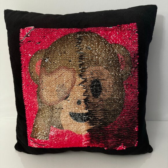 Monkey Emoji Pals Throw Pillow 16x16" Cushion Mermaid Sequins Reversible Magic - Picture 3 of 7